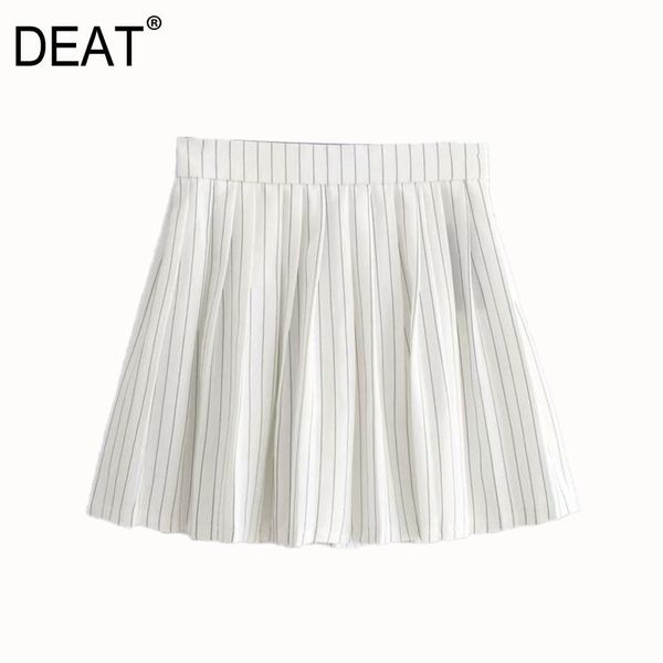 

[deat] 2021 spring autumn fashion tide high waist a-line stripe temperament elegant loose women skirts 13c310, Black
