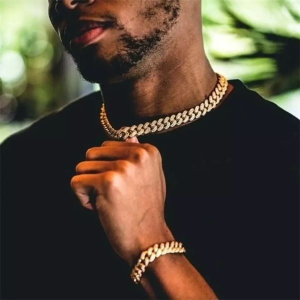 

hip hop bling chains mens jewelry iced out chains necklace miami cuban link gold silver chains