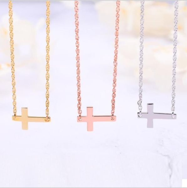 

simple style women necklace with cross pendant girl necklaces, Silver