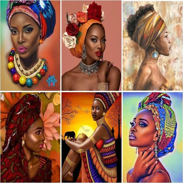 

paintings gatyztory 60x75cm frame painting by numbers for adults children figure african woman paint number home wall decoration crafts