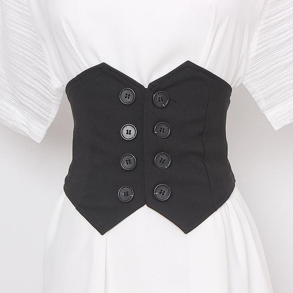 

belts women's runway fashion black fabric elastic cummerbunds female dress corsets waistband decoration wide belt tb1373, Black;brown