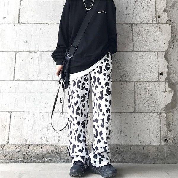 

women's pants & capris vintage cow pattern casual long autumn fashion brand high wide leg female ins loose straight trousers women hips, Black;white