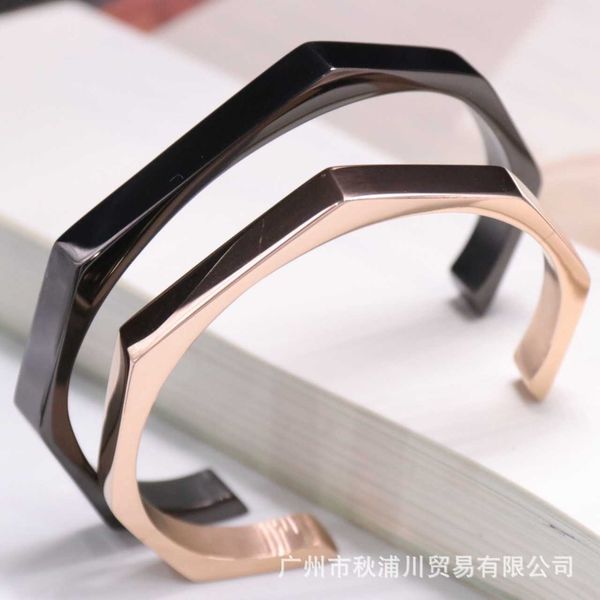 

couple bracelet steel bracelet opening smooth face simple fashion couple bracelet valentine's day gift, Black