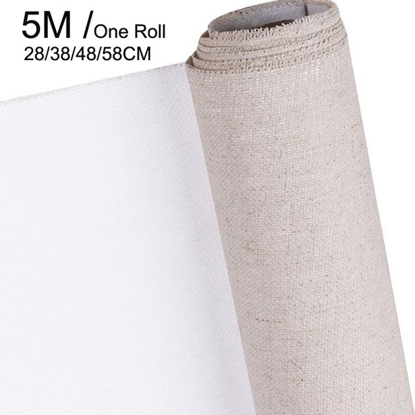 

Professional blank canvas for painting Layer Acrylic oil painting canvas Linen Blend Primed art supplies for artist 5M One Roll, 5m long width 28cm