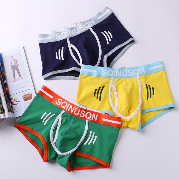 

underpants young men's underwear trendy boxer cotton summer cool breathable four legged korean cute small pants, Black;white