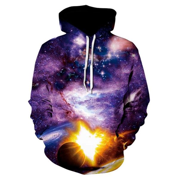 

men's hoodies & sweatshirts purple starry sky 3d printing hooded couple fashion casual youth street brand hip hop high sweater, Black