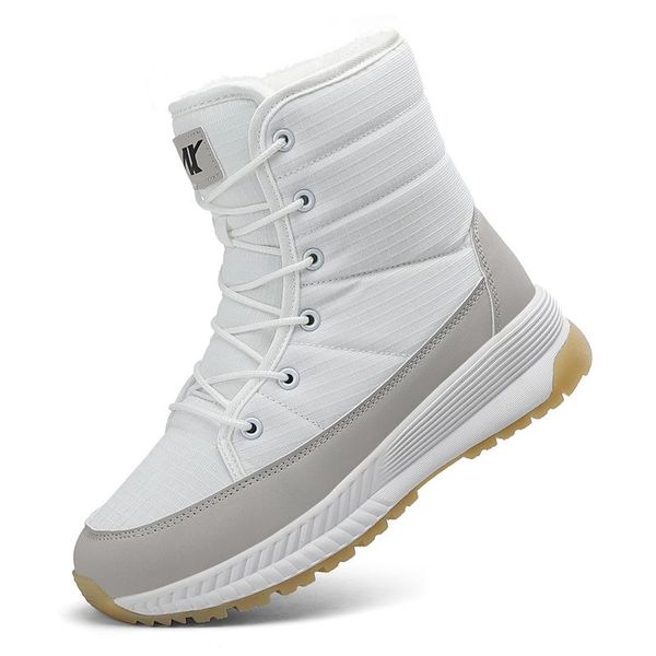 

boots ladies snow 2021 winter outdoor sports white leather waterproof thick-soled high-hiking women's shoes, Black