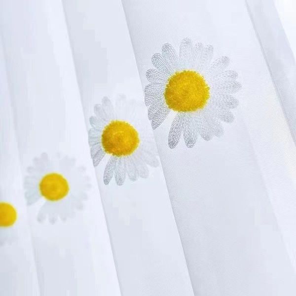 

embroidery yellow flowers tulle curtains for living room white sheer kitchen balcony pastoral yarn curtain & drapes
