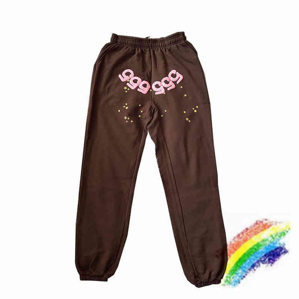 2021SS BROWN GRAFFITI Spider Web Pattern 555555 Pantaloni della tuta da donna 1 Joggers SP5der pantaloni di alta qualità che corse Trousersukbyukby