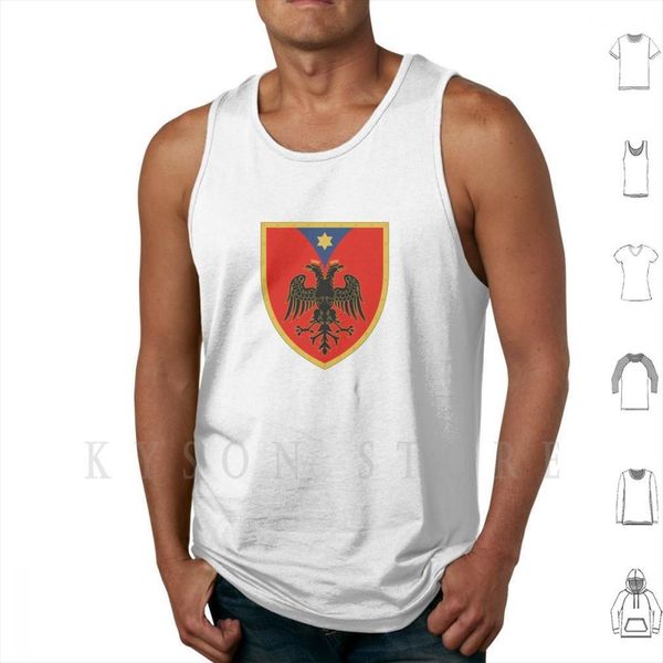 

coat of arms kastrioti family tank vest 100% cotton astrioti double headed eagle gjergj, White;black