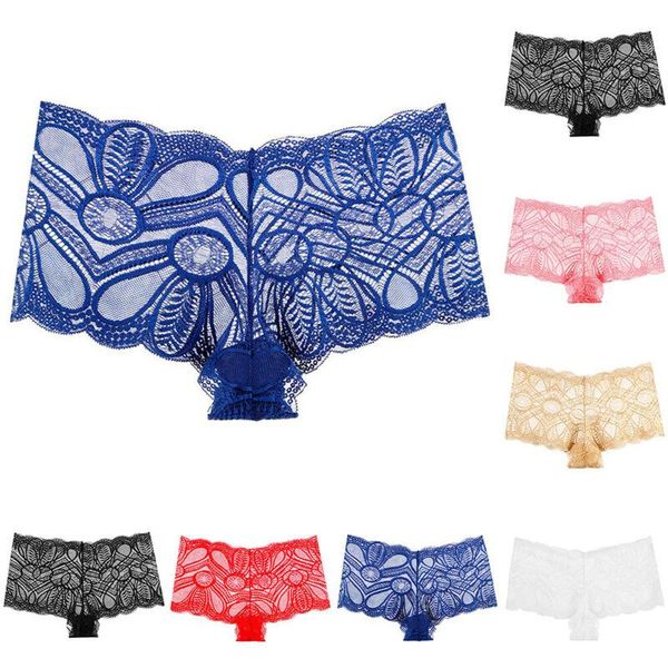 

women's panties 3pcs/set women lace knickers brief lingerie soft comfy underwear underpants hip lift plus size transparent, Black;pink
