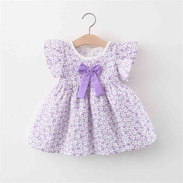 

dress summer floral bowknot baby clothes toddler girl for girls 6-24 month 210528, Red;yellow