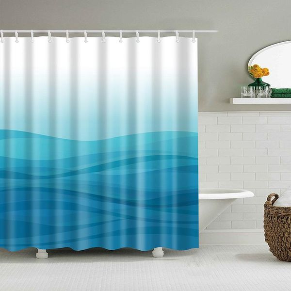 

blue shower curtain bathroom drop cortina ducha waterproof curtains