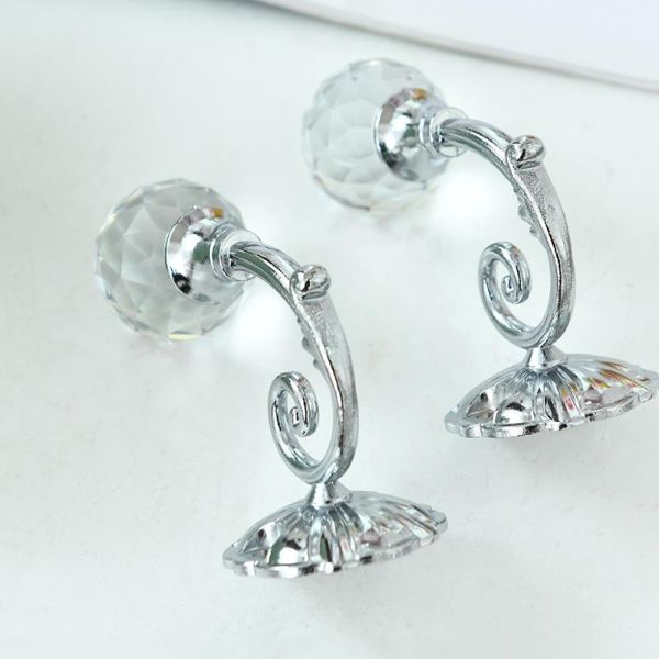 

2pcs vintage high-grade zinc alloy artificial crystal wall tieback curtain hook towel hanger for cloth-hat hook(silver grey) racks