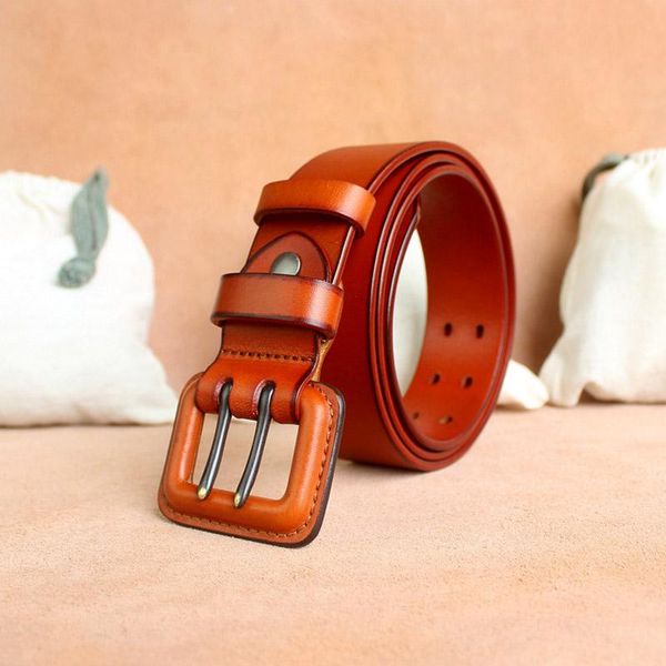 

designer genuine leather double pin buckle belt anti allergy luxury jeans belts strap quality assuarance xks090, Black;brown