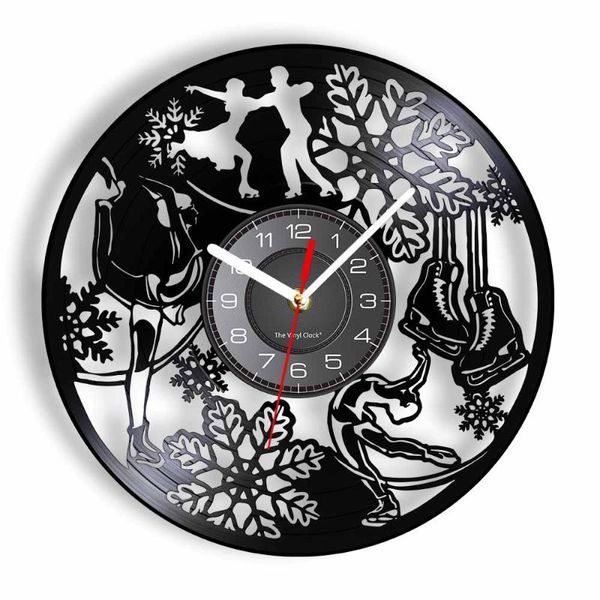 

wall clocks ice skating record clock for woman men skater figure winter sports home decor vintage watch