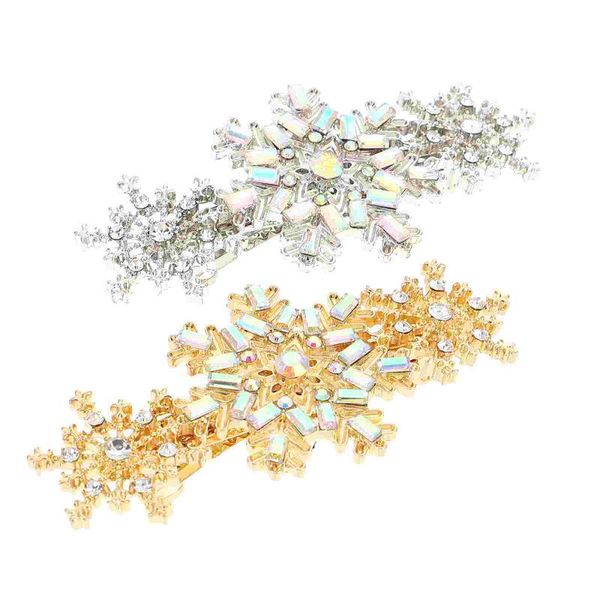 

hair clips 2pcs christmas snowflake rhinestone hairpins festive costume