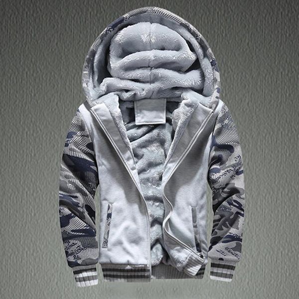 

men's plus size winter warm jacket, zipper sweater hooded slim-fit camouflage jacket coat#g30 jackets, Black;brown