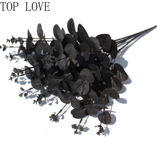 

Heads Of White And Black Artificial Eucalyptus Leaves Green Silk Flower Bouquets Wedding Family Party Decoration Crafts Decorative Flowers