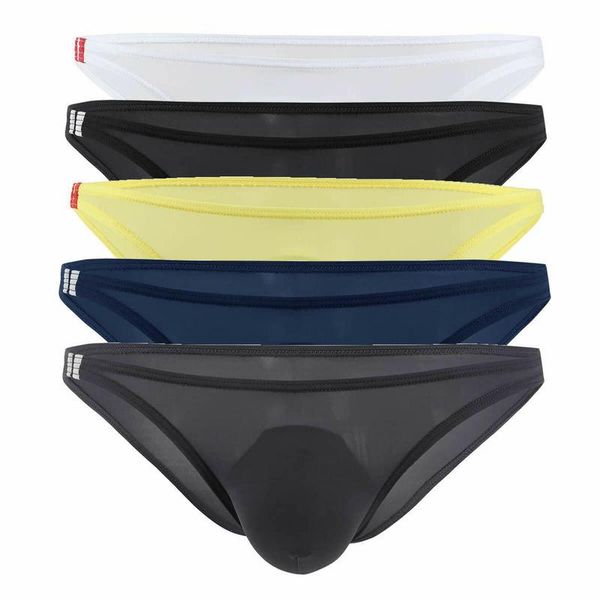 

4pcs/lot men's ice silk briefs underpants ultra-thin bikini low rise bulge pouch elastic breathable tanga underwear, Black;white