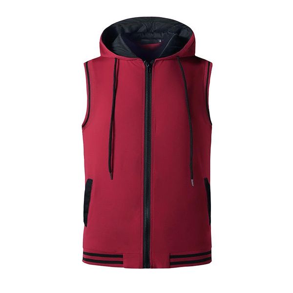 

men' tank mens lightweight athletic casual sleeveless contrast zipper hoodie hipster streetwear hip hop t shirt men, White;black