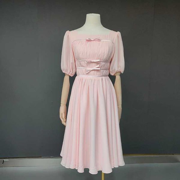 

other wedding dresses tea length ruched bow musical cosplay gowns half latern sleeves custom made princess square neck pleated chiffon dress, White