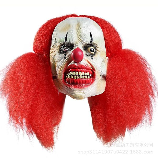 

party mask red braided clown ghost latex headgear halloween horror