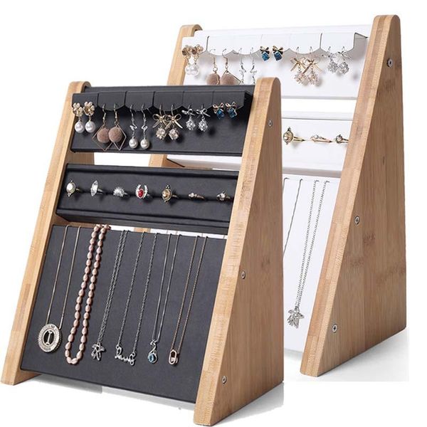 

jewelry pouches, bags wooden bracelet display stand holder rack hanger for earrings bangle necklace storage organizer showcase, Pink;blue