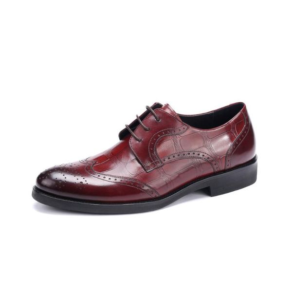 

dress shoes black wine red carved men wedding oxfords 2021 borgues business formal leather for male