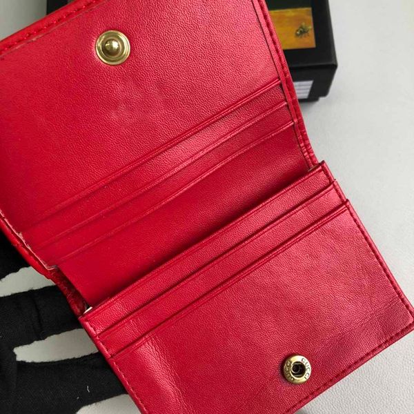 

classic popular business gold short purse designer emilie fashion card holder pocket short date code purse women cion wallet bag original bo, Red;black