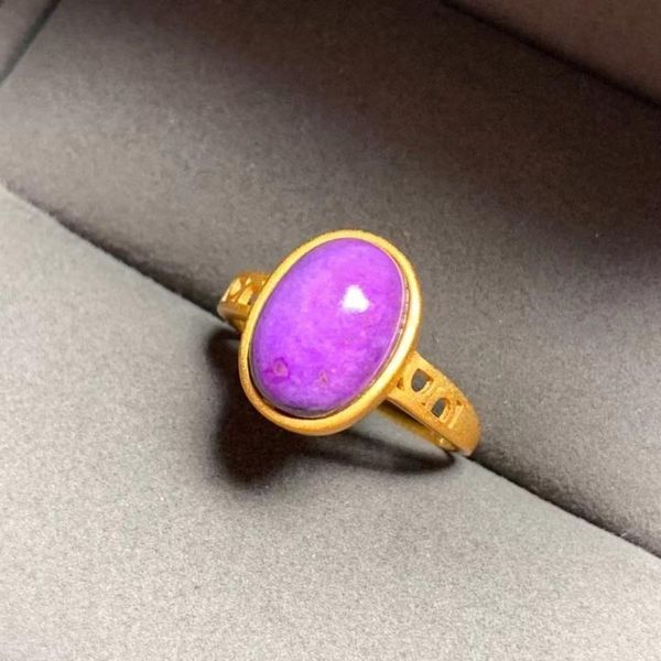 

cluster rings natural red pink sugilite adjustable size ring 12.2Ã8.7mm gemstone south africa bead round oval 925 sterling silver, Golden;silver