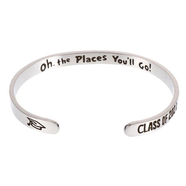 

fashion lettering bangle 2021 graduation inspirational bracelet opening, Black