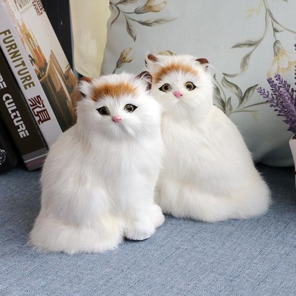 

decorative objects & figurines simulation cat stuffed toy cats cute plush art ornaments figurine home desk car decor crafts kids animal doll