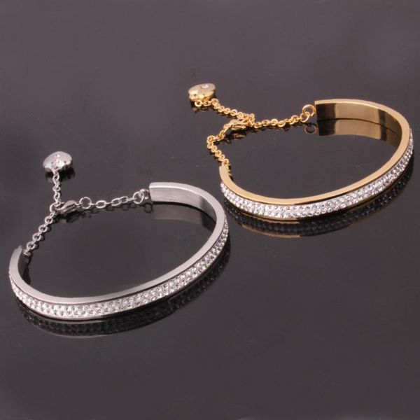 

womens jewelry silver/gold color stainless steel heart charm open bangle bracelet birthday gift for your girlfriend link, chain, Black