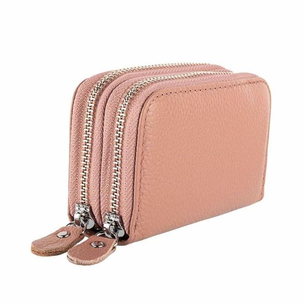 

wallets women's genuine leather rfid secure zipper holder coin purse card-holder women wallet female lady fashion, Red;black