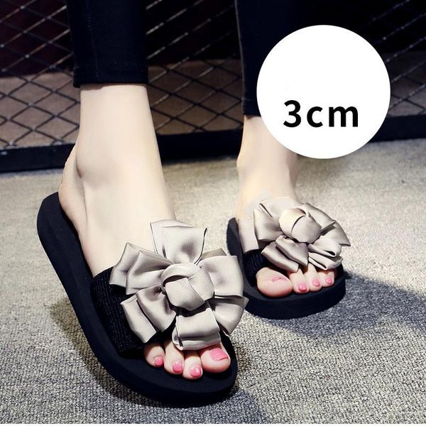 

women summer slippers slip on beach flower fashion flat ladies platform soft home female, Black