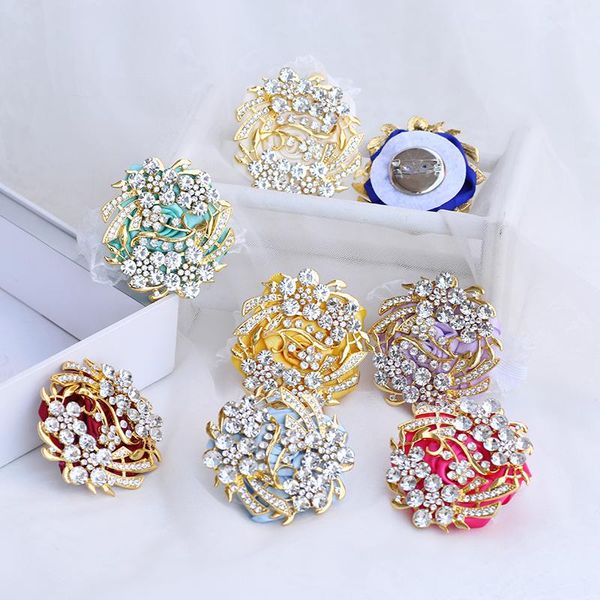 

decorative flowers & wreaths groom suit lapel pin exquisite crystal handmade ladies wristband elastic bracelet set wedding dress accessories