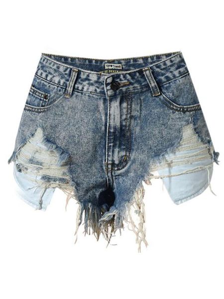 

women's shorts frayed holes fringe slim denim summer tassel snowflakes european style pocket jeans causal high waist cut off, White;black