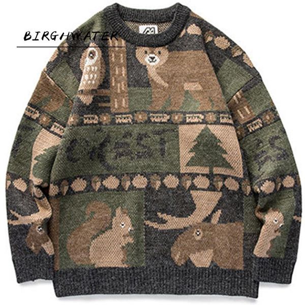 

men's sweaters winter vintage sweater men japanese cute bear couples knitted pullover hip hop harajuku streetwear clothing, White;black
