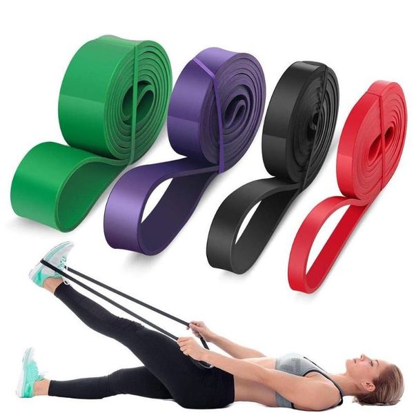

resistance bands set of 4 natural latex band pull up assist stretch mobility power-lifting home gym workouts
