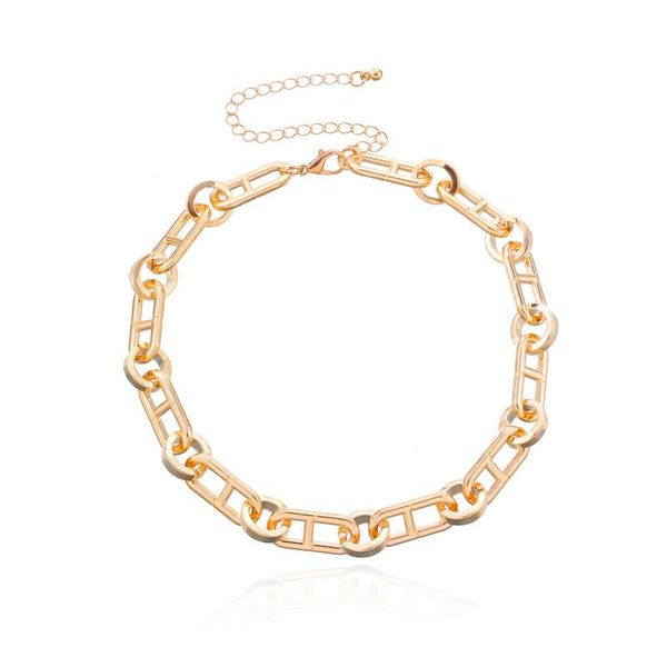

chokers vintage punk metal choker geometric pendant chunky chain necklace for women gold silver color collar party fashion jewelry gift, Golden;silver