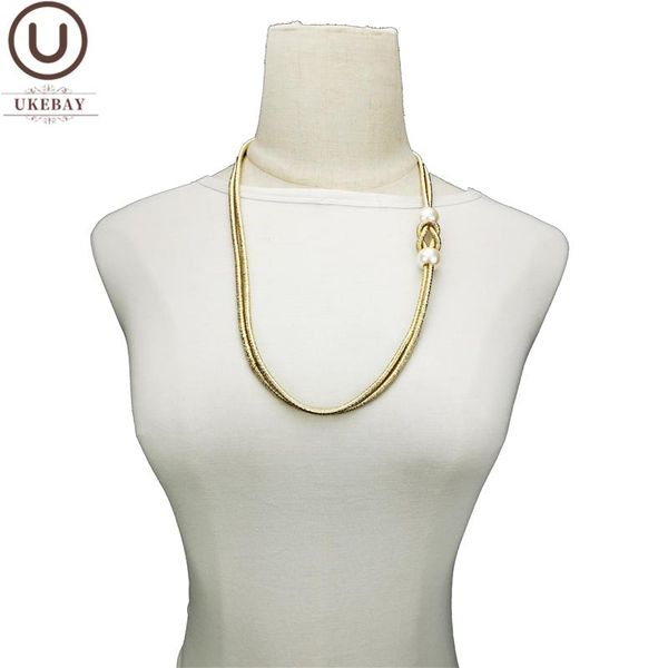 

pendant necklaces ukebay designer diy handmade jewelry women gold pearl accessories wedding 4 colors luxury necklace party, Silver