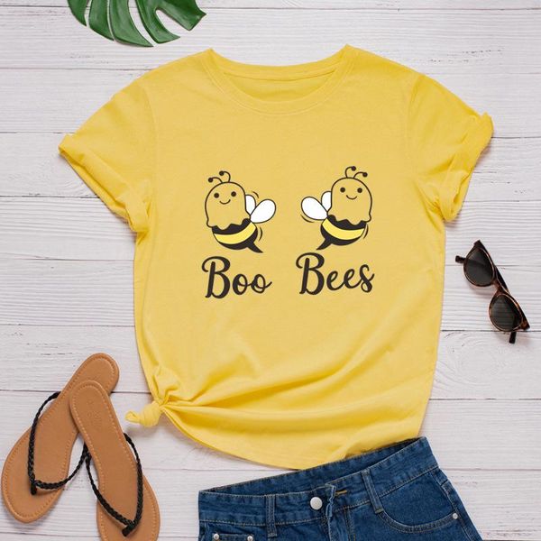 

women's t-shirt women summer short sleeve cotton plus size s-5xl cute bee print funny casual o neck female tshirt tees, White