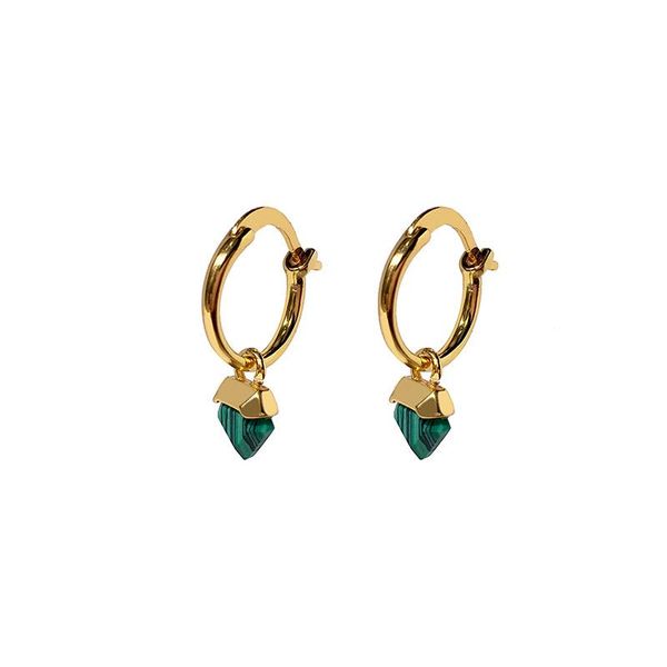 

hoop & huggie fashion mini malachite inverted triangle earrings, Golden;silver