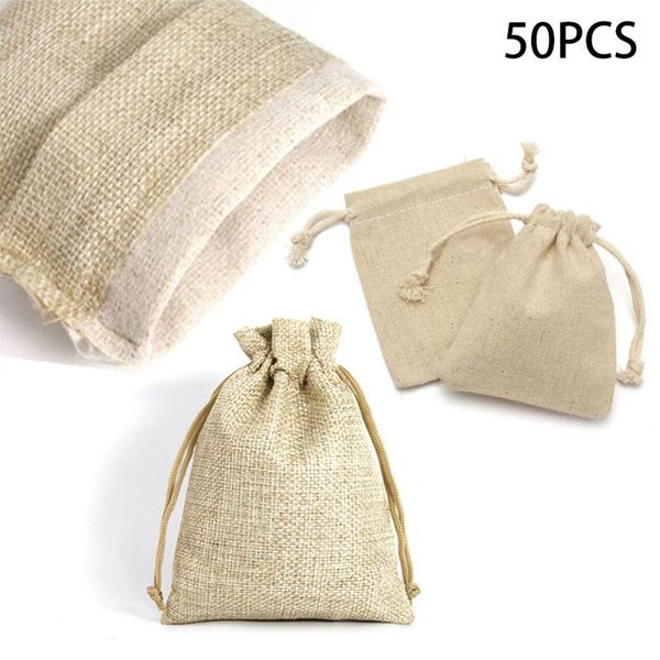 

Mini Drawstring Pouch Jute Christmas Sack Linen Cloth Gift Favor Candy Storage Bags