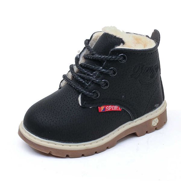 

new winter children's boots girls boys plush martin casual warm ankle shoes toddler kids baby snow fashion sneakers designer classic lu, Black