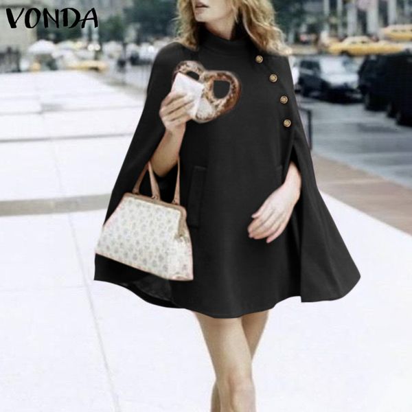 

sweaters women solid cape spring jackets 2021 vonda female casual shorts coats with pockets autumn outwear oversized, White;black