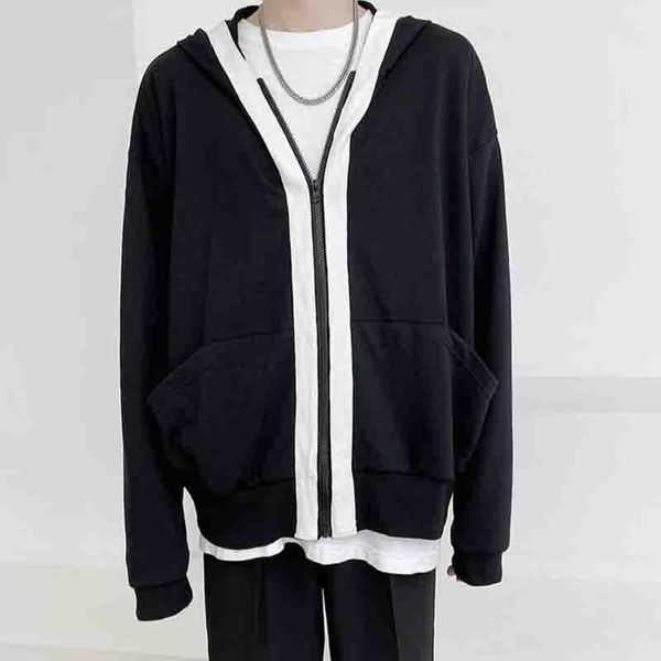 

men's vests dark wind minority black and white mosaic hoodie sweater men hip hop personality design fashion brand ins net infrared cove, Black;white