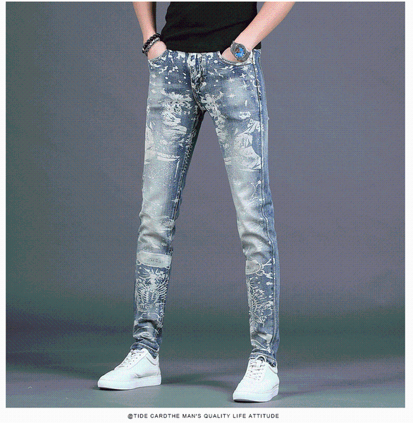

ws03143 fashion men's jeans 2021 runway luxury european design party style men's clothing, Blue