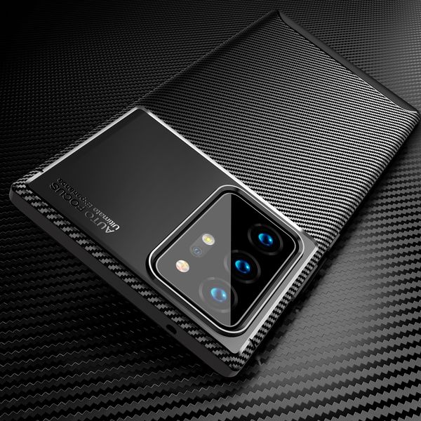 Handyhüllen Samsung S20 S21 Plus Note 20 Ultra Carbon Fiber Soft TPU Silikon Stoßfeste Hülle für Galaxy S9 S10 Note 10 Lite Rückseite